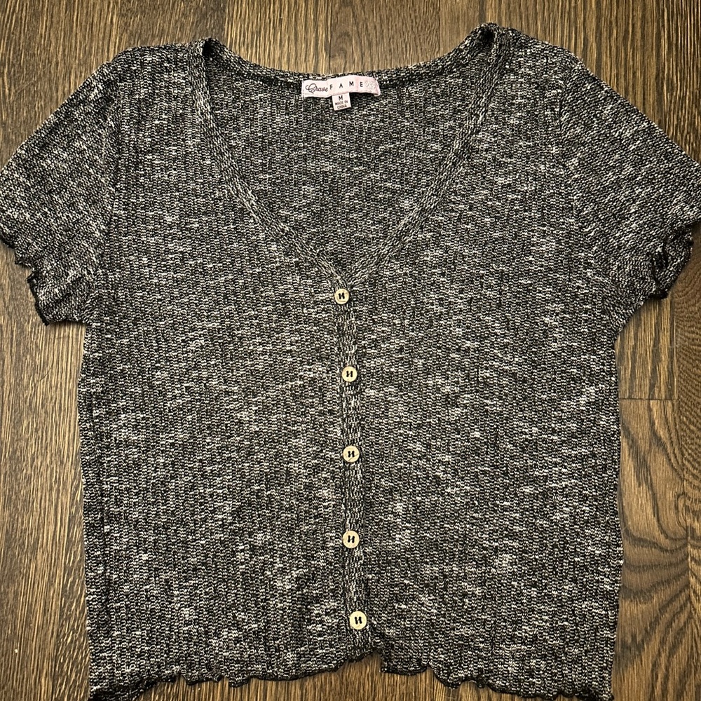 Crave Fame Charcoal Knit Top
